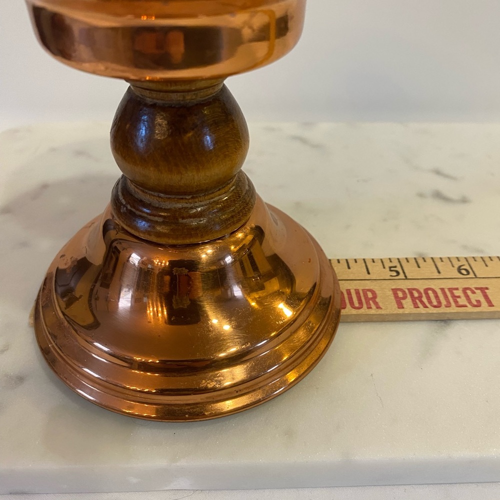 Vintage Coppercraft Guild Copper And Wood Candlestick Vintage Mid Century Modern - Picture 9 of 10